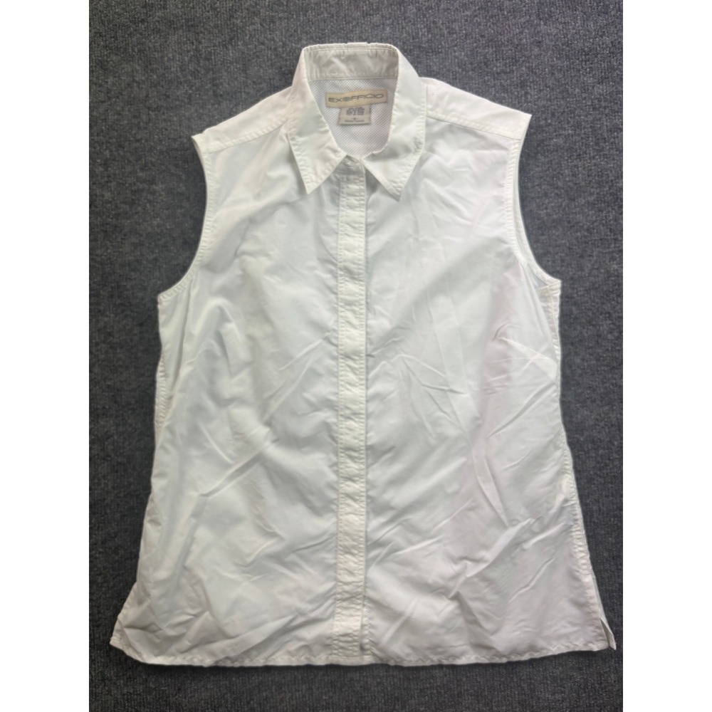 ExOfficio Sleeveless Shirt Women Small White Hiking Travel Outdoor‎ Button Down